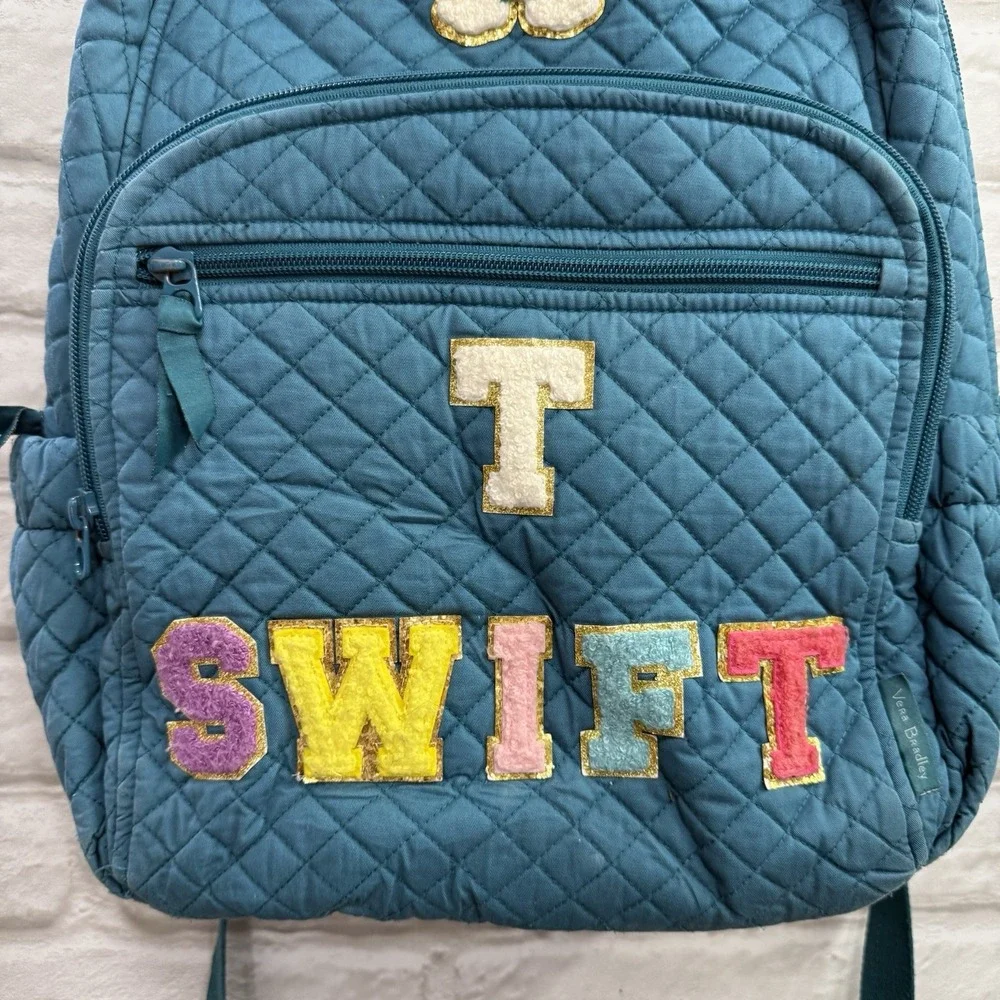 Vera Bradley Teal Quilted Backpack Taylor Swift Rainbow Embroidered‎
